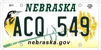NE license plate ACQ549
