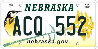 NE license plate ACQ552