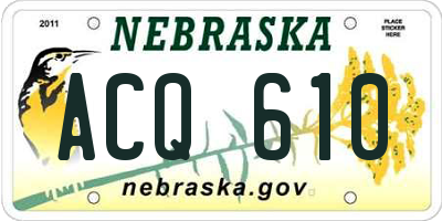 NE license plate ACQ610