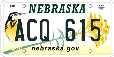 NE license plate ACQ615