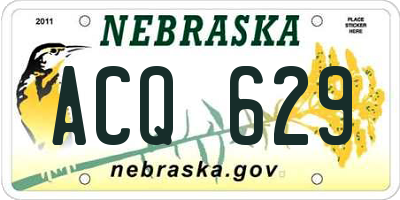 NE license plate ACQ629