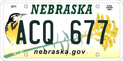 NE license plate ACQ677
