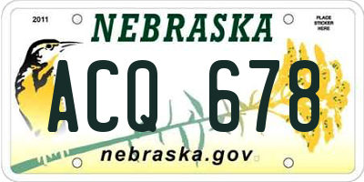 NE license plate ACQ678