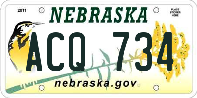 NE license plate ACQ734