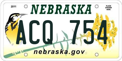 NE license plate ACQ754