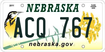 NE license plate ACQ767