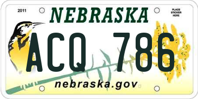 NE license plate ACQ786