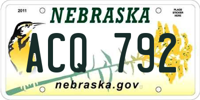 NE license plate ACQ792