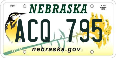 NE license plate ACQ795