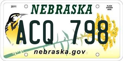 NE license plate ACQ798