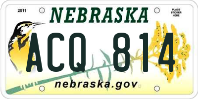 NE license plate ACQ814