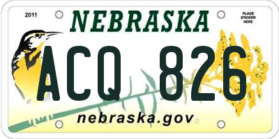 NE license plate ACQ826