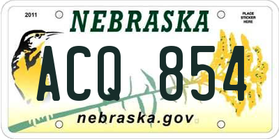 NE license plate ACQ854