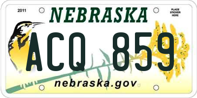 NE license plate ACQ859