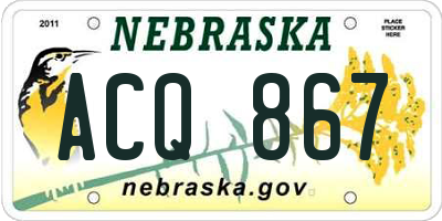 NE license plate ACQ867