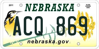 NE license plate ACQ869