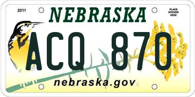 NE license plate ACQ870