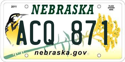 NE license plate ACQ871