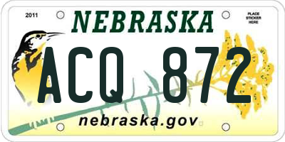 NE license plate ACQ872