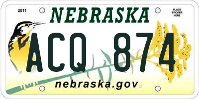 NE license plate ACQ874