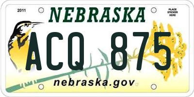 NE license plate ACQ875