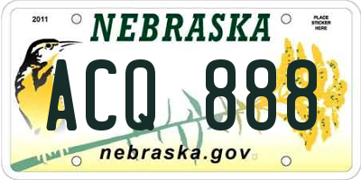 NE license plate ACQ888