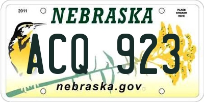 NE license plate ACQ923