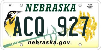 NE license plate ACQ927