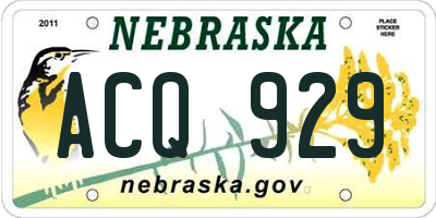 NE license plate ACQ929