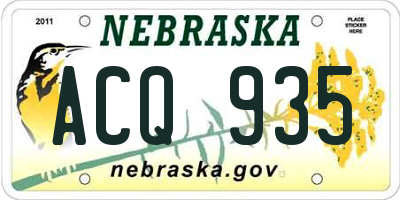 NE license plate ACQ935