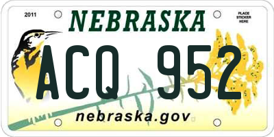 NE license plate ACQ952