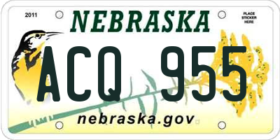 NE license plate ACQ955