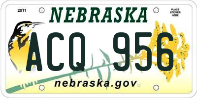 NE license plate ACQ956