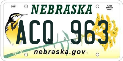 NE license plate ACQ963