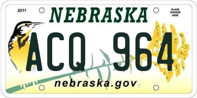 NE license plate ACQ964
