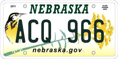 NE license plate ACQ966