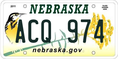 NE license plate ACQ974