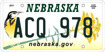 NE license plate ACQ978