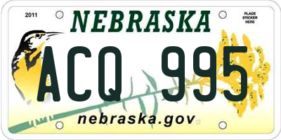 NE license plate ACQ995