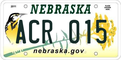 NE license plate ACR015