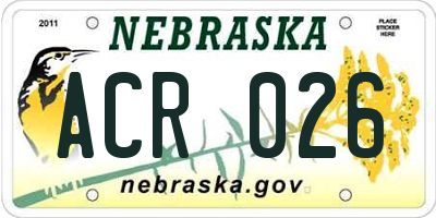 NE license plate ACR026