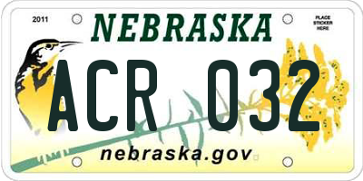 NE license plate ACR032