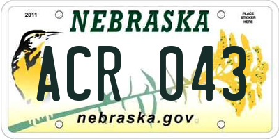 NE license plate ACR043