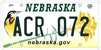 NE license plate ACR072