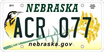 NE license plate ACR077