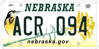 NE license plate ACR094