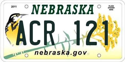 NE license plate ACR121