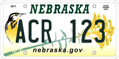 NE license plate ACR123