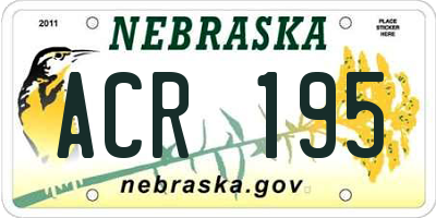 NE license plate ACR195