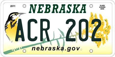 NE license plate ACR202